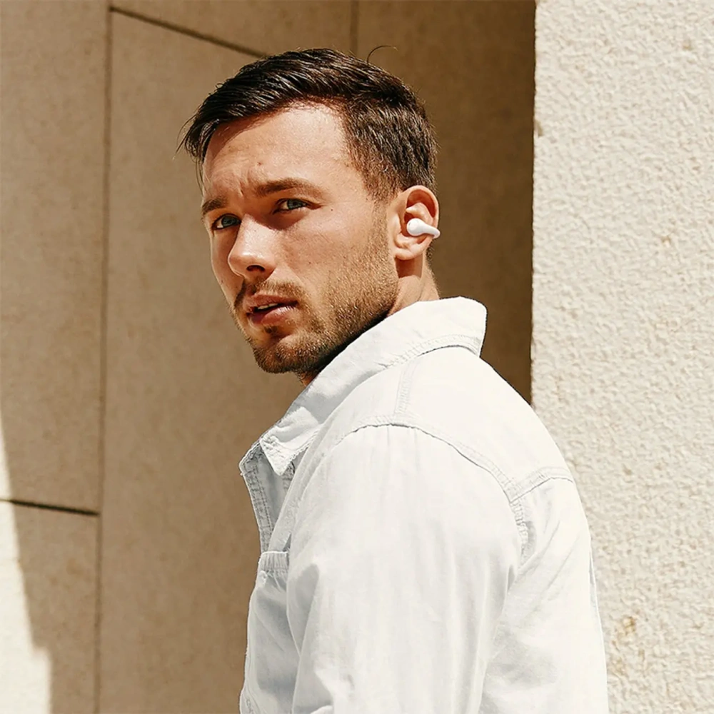 Bezprzewodowe słuchawki Baseus Bass 15 Clip OWS + kabel Baseus Simple USB-C 3A 30cm białe