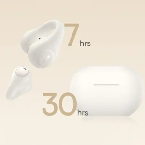 Bezprzewodowe słuchawki Baseus Bass 15 Clip OWS + kabel Baseus Simple USB-C 3A 30cm białe