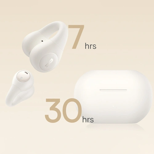 Bezprzewodowe słuchawki Baseus Bass 15 Clip OWS + kabel Baseus Simple USB-C 3A 30cm białe