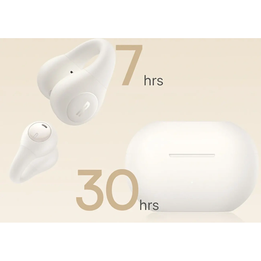 Bezprzewodowe słuchawki Baseus Bass 15 Clip OWS + kabel Baseus Simple USB-C 3A 30cm białe