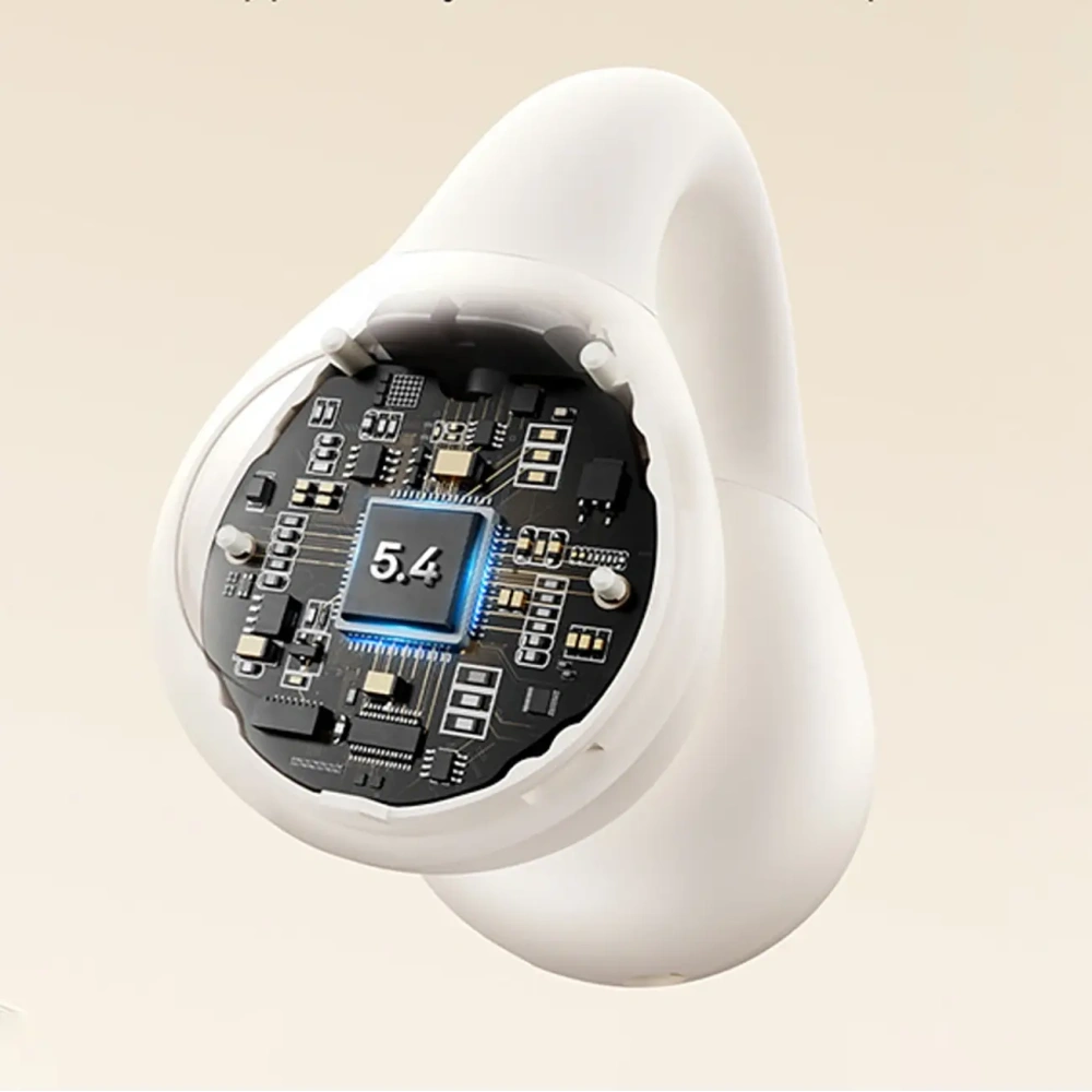 Bezprzewodowe słuchawki Baseus Bass 15 Clip OWS + kabel Baseus Simple USB-C 3A 30cm białe