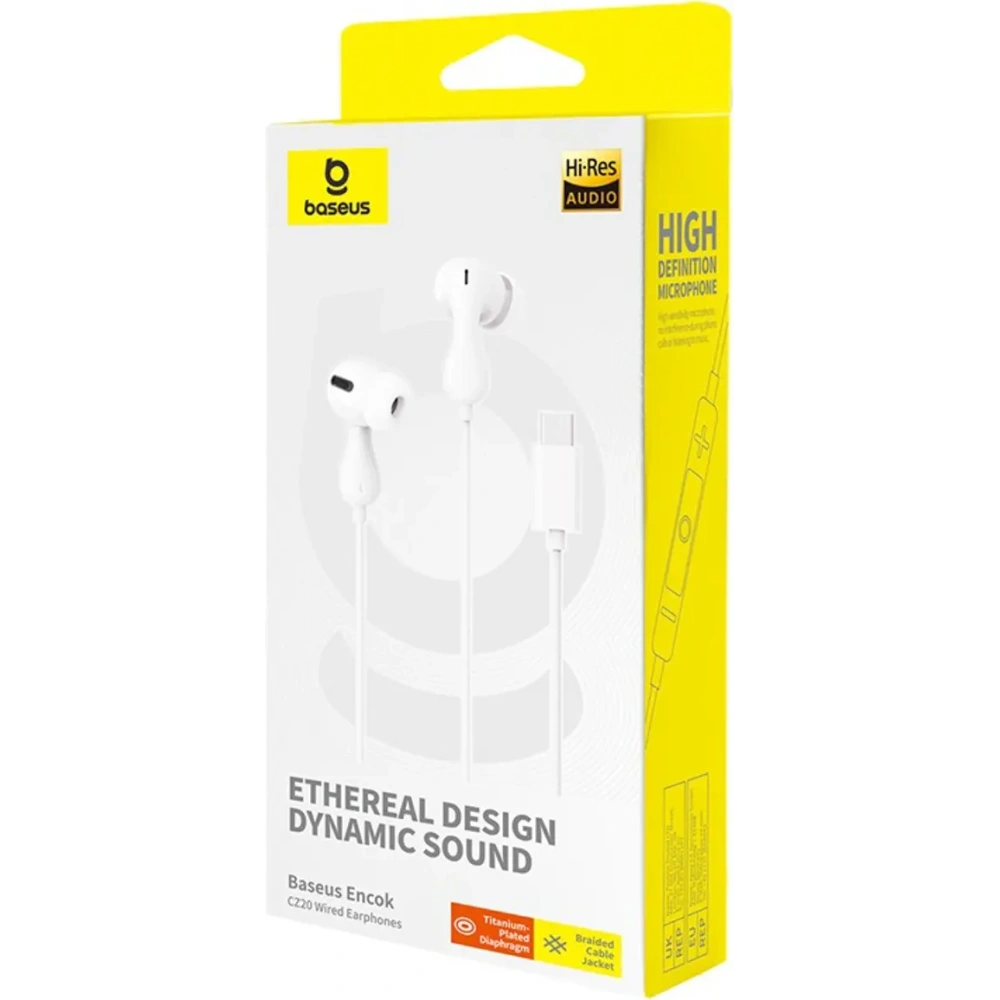 Słuchawki dokanałowe Baseus Encok CZ20 USB-C białe