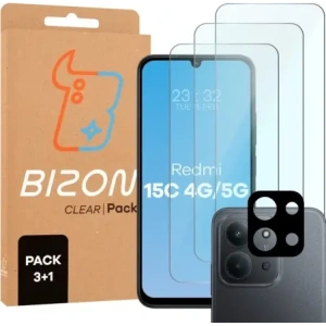 3x Szkło hartowane + szybka na aparat Bizon Glass Clear Pack do Xiaomi Redmi 15C 4G / 5G