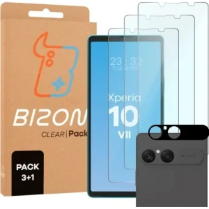 3x Szkło hartowane + szybka na aparat Bizon Glass Clear Pack do Sony Xperia 10 VII
