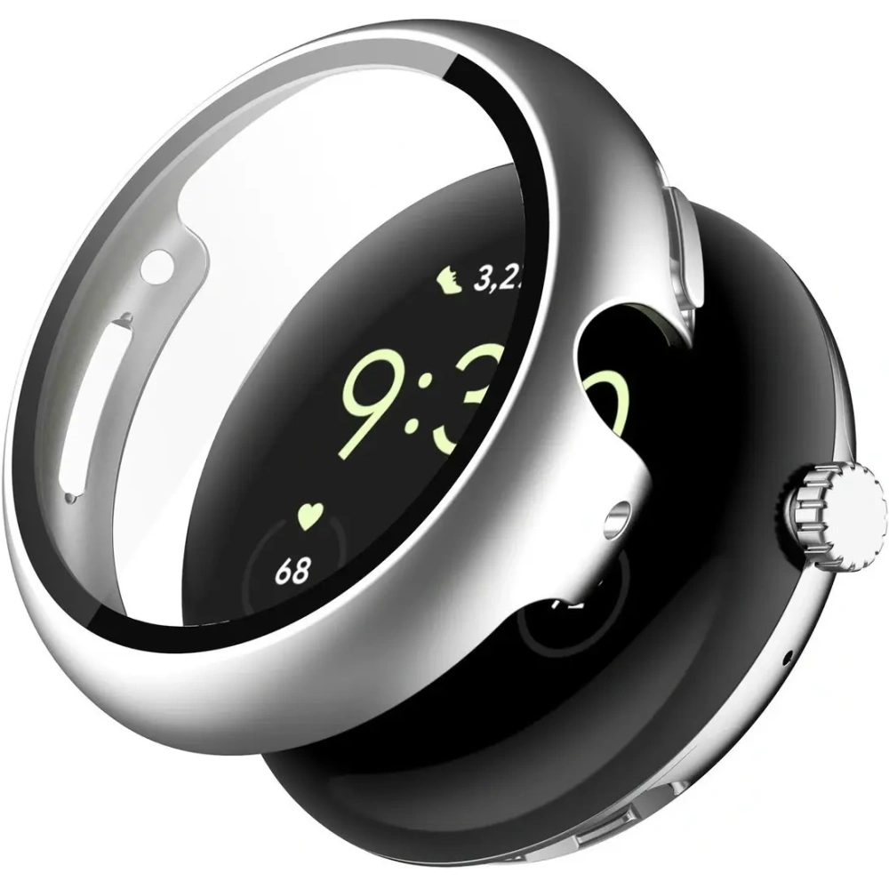 Etui ze szkłem do zegarka Bizon Case+Glass Watch do Google Pixel Watch 4 41mm matowe srebrne