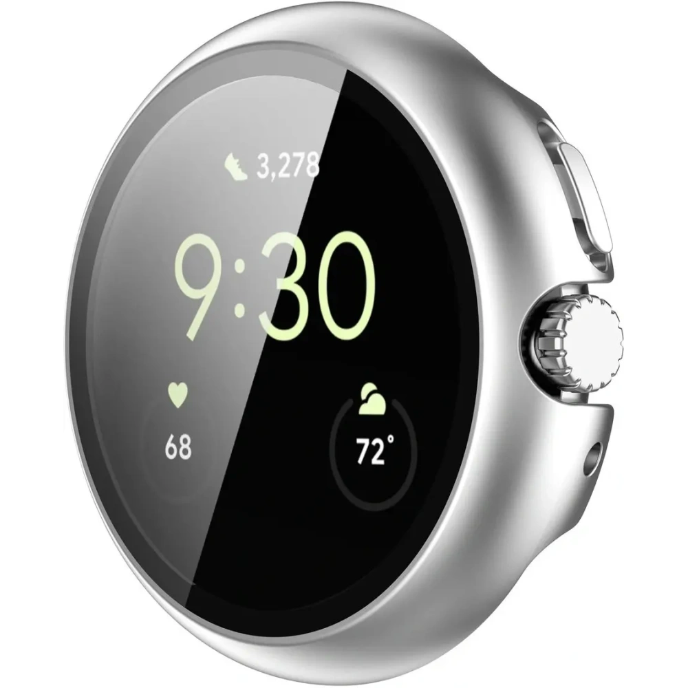 Etui ze szkłem do zegarka Bizon Case+Glass Watch do Google Pixel Watch 4 41mm matowe srebrne