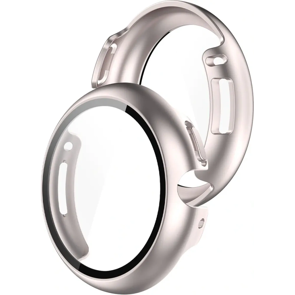 Etui ze szkłem do zegarka Bizon Case+Glass Watch do Google Pixel Watch 4 41mm satynowe szmapańskie