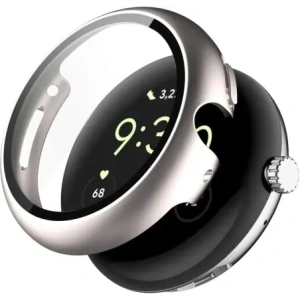 Etui ze szkłem do zegarka Bizon Case+Glass Watch do Google Pixel Watch 4 41mm satynowe szmapańskie