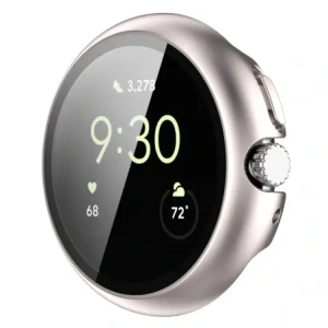 Etui ze szkłem do zegarka Bizon Case+Glass Watch do Google Pixel Watch 4 41mm satynowe szmapańskie