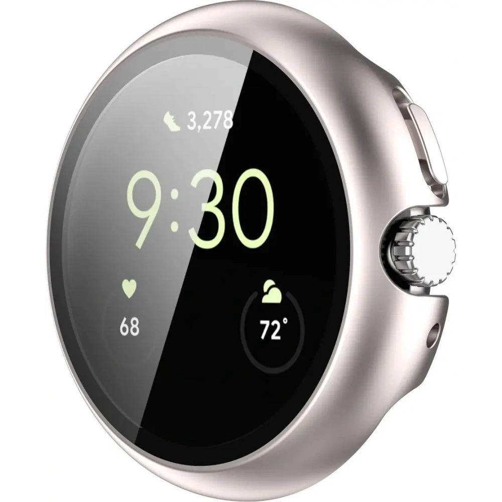 Etui ze szkłem do zegarka Bizon Case+Glass Watch do Google Pixel Watch 4 41mm satynowe szmapańskie