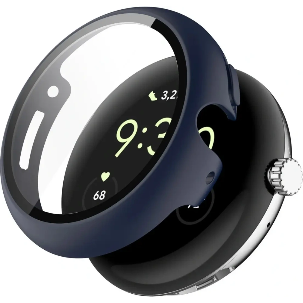 Etui ze szkłem do zegarka Bizon Case+Glass Watch do Google Pixel Watch 4 41mm matowe granatowe