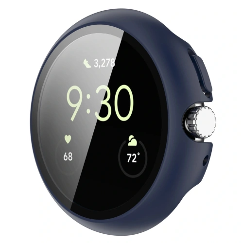 Etui ze szkłem do zegarka Bizon Case+Glass Watch do Google Pixel Watch 4 41mm matowe granatowe