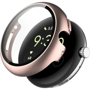 Etui ze szkłem do zegarka Bizon Case+Glass Watch do Google Pixel Watch 4 41mm różowozłote