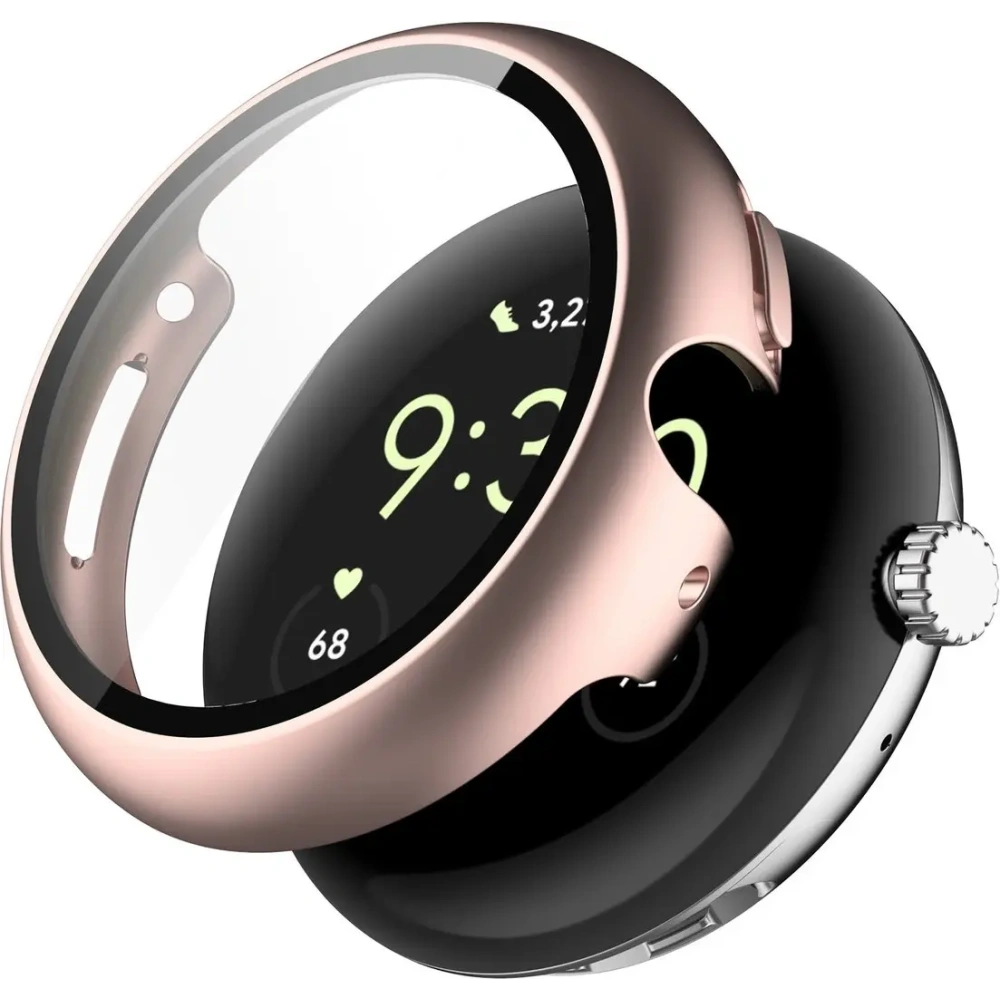 Etui ze szkłem do zegarka Bizon Case+Glass Watch do Google Pixel Watch 4 41mm różowozłote