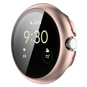 Etui ze szkłem do zegarka Bizon Case+Glass Watch do Google Pixel Watch 4 41mm różowozłote