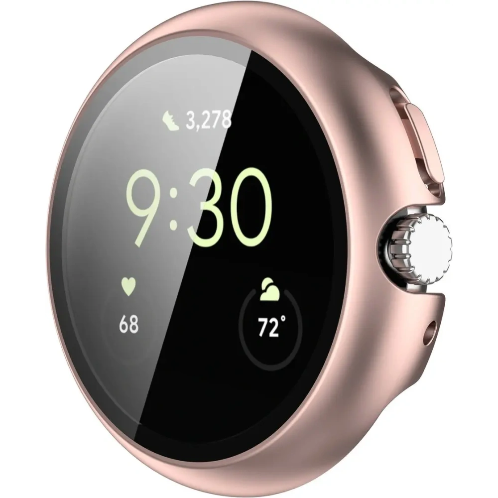 Etui ze szkłem do zegarka Bizon Case+Glass Watch do Google Pixel Watch 4 41mm różowozłote