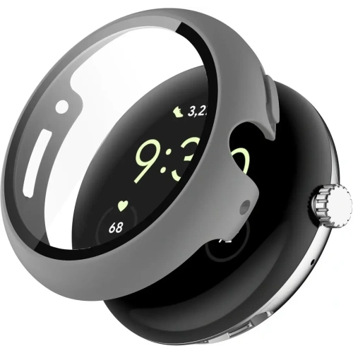 Etui ze szkłem do zegarka Bizon Case+Glass Watch do Google Pixel Watch 4 41mm matowe szare
