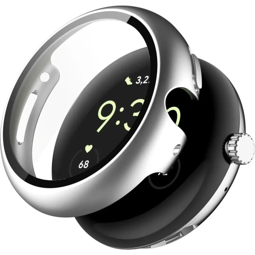 Etui ze szkłem do zegarka Bizon Case+Glass Watch do Google Pixel Watch 4 45mm matowe srebrne