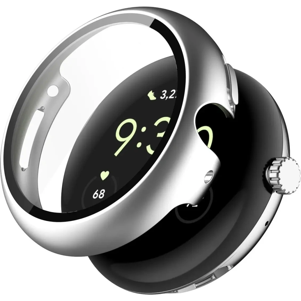Etui ze szkłem do zegarka Bizon Case+Glass Watch do Google Pixel Watch 4 45mm matowe srebrne