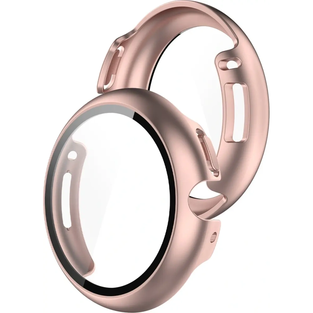 Etui ze szkłem do zegarka Bizon Case+Glass Watch do Google Pixel Watch 4 45mm różowozłote