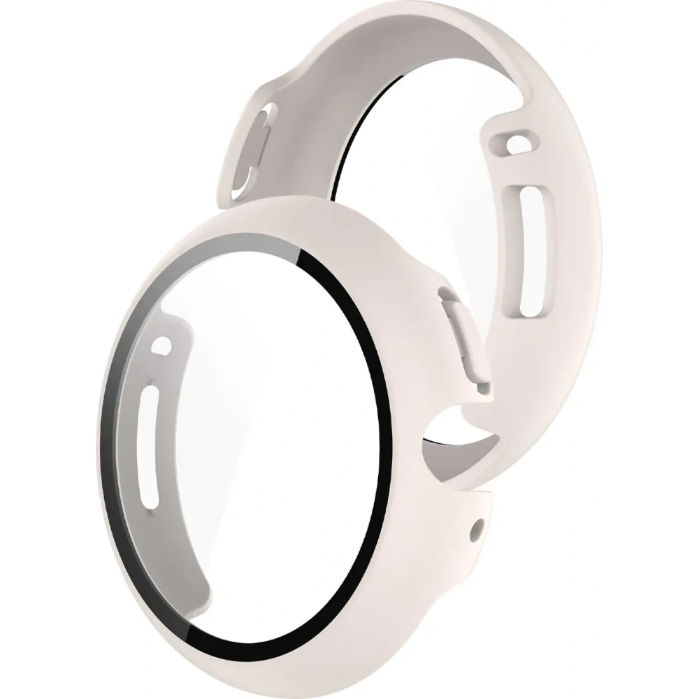 Etui ze szkłem do zegarka Bizon Case+Glass Watch do Google Pixel Watch 4 45mm matowe beżowe