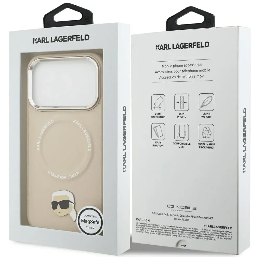 Etui Karl Lagerfeld Karl Pin MagSafe do Apple iPhone 17 Pro beżowy