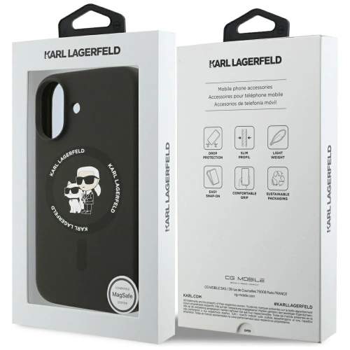 Etui Karl Lagerfeld Silicone Karl&Choupette Ring MagSafe do Apple iPhone 17 czarny
