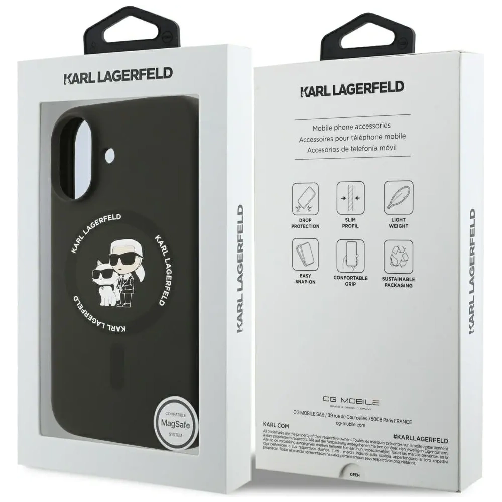Etui Karl Lagerfeld Silicone Karl&Choupette Ring MagSafe do Apple iPhone 17 czarny