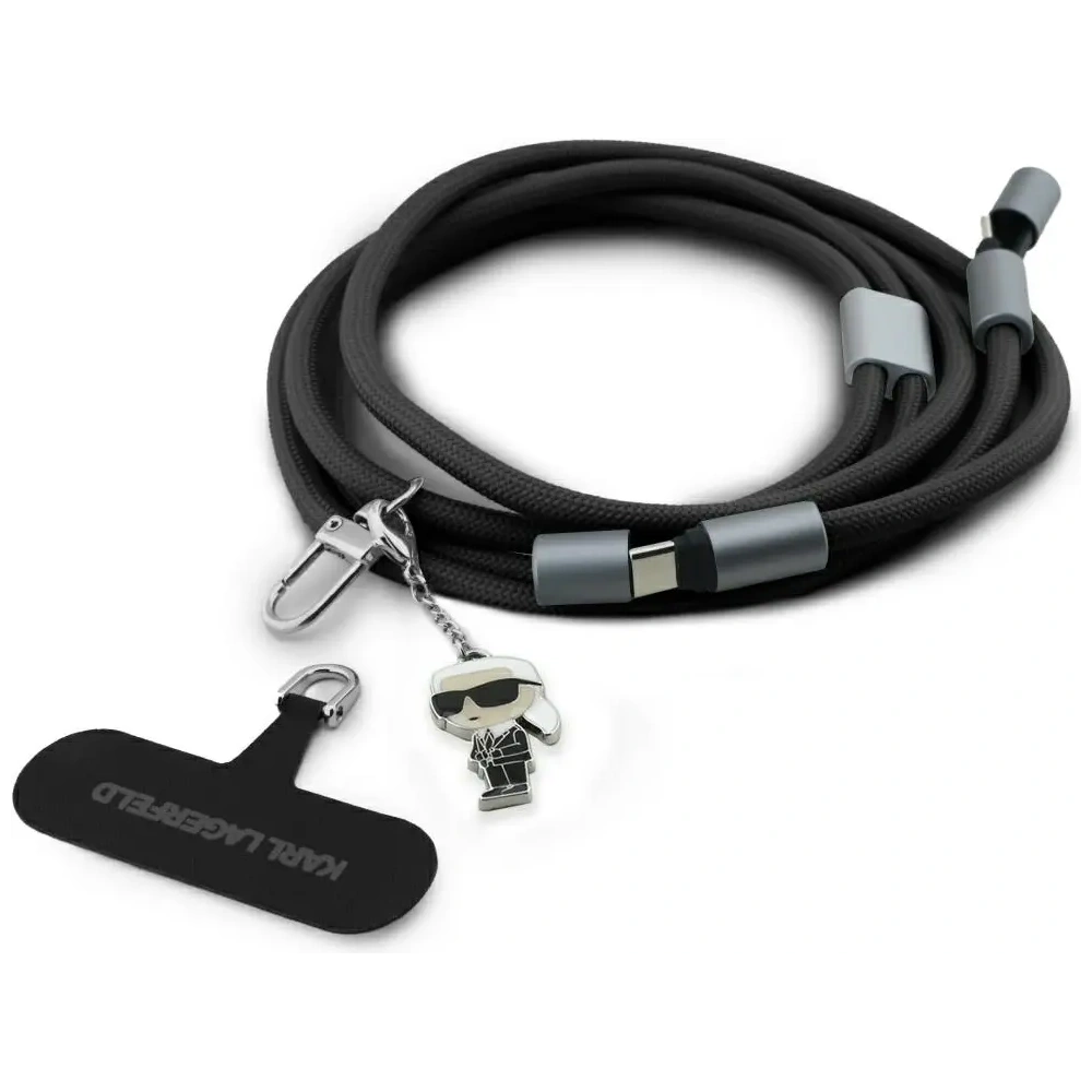Uniwersalna smycz kabel Karl Lagerfeld CBDY Ikonik Charm USB-C / USB-C czarny
