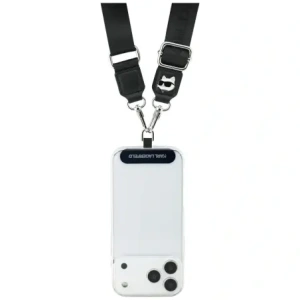 Uniwersalna smycz Karl Lagerfeld Universal Strap Tether Patch Choupette Metal Logo czarny