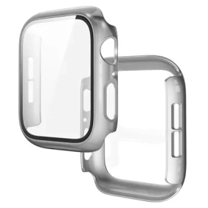 Etui ze szkłem do zegarka Bizon Case+Glass Watch do Apple Watch SE 3 / SE 2 / SE / 6 / 5 / 4 40mm matowe srebrne