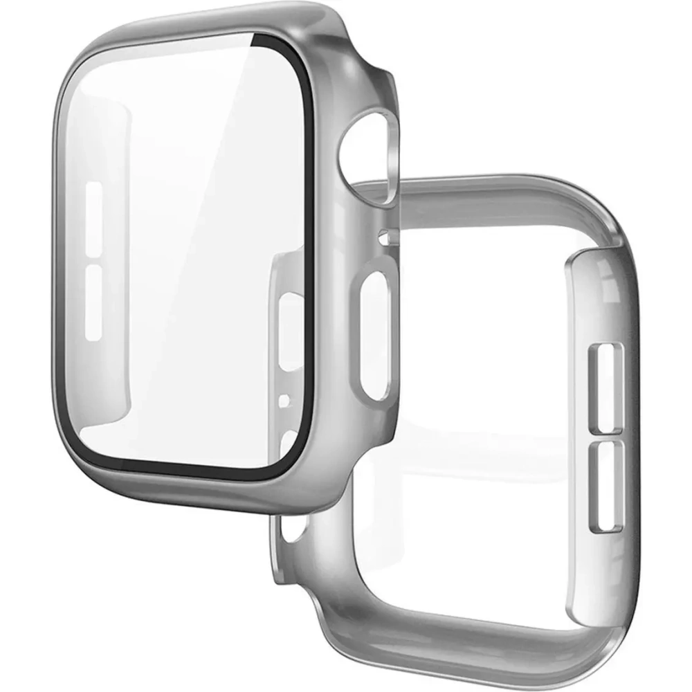 Etui ze szkłem do zegarka Bizon Case+Glass Watch do Apple Watch SE 3 / SE 2 / SE / 6 / 5 / 4 40mm matowe srebrne