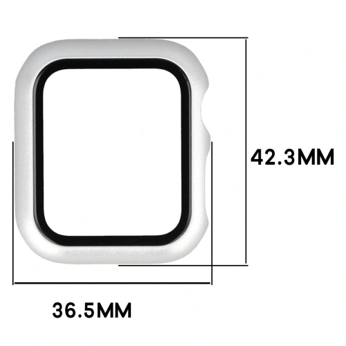 Etui ze szkłem do zegarka Bizon Case+Glass Watch do Apple Watch SE 3 / SE 2 / SE / 6 / 5 / 4 40mm matowe srebrne