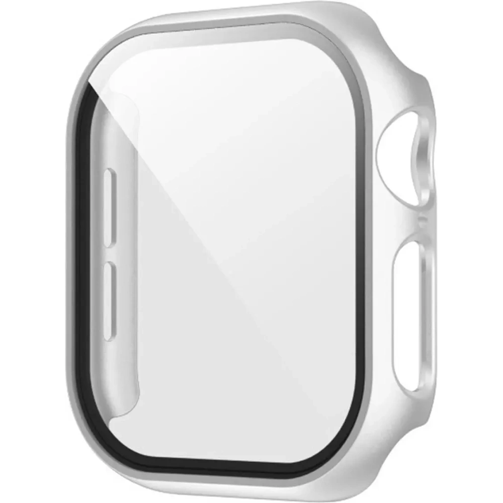 Etui ze szkłem do zegarka Bizon Case+Glass Watch do Apple Watch SE 3 / SE 2 / SE / 6 / 5 / 4 40mm matowe srebrne