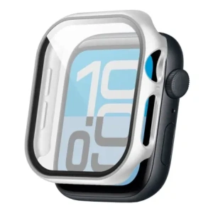 Etui ze szkłem do zegarka Bizon Case+Glass Watch do Apple Watch SE 3 / SE 2 / SE / 6 / 5 / 4 40mm matowe srebrne