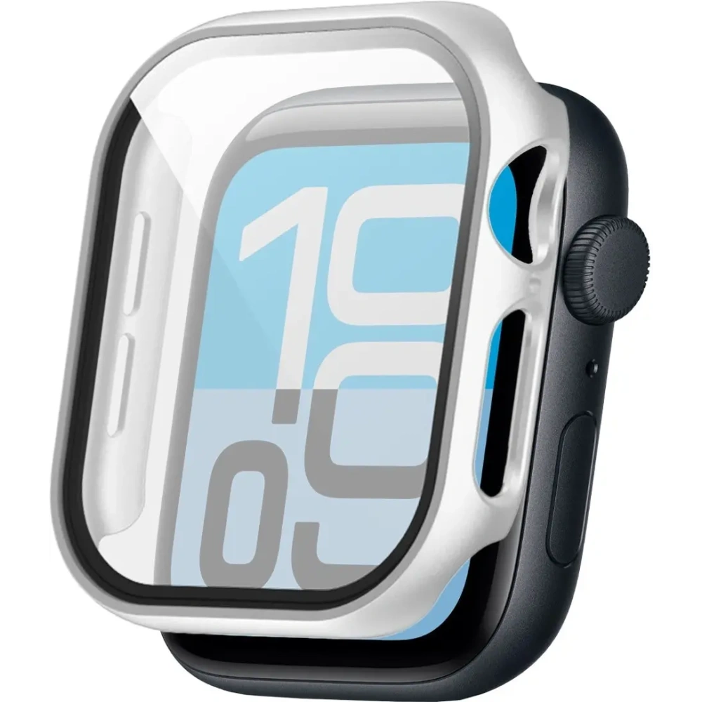 Etui ze szkłem do zegarka Bizon Case+Glass Watch do Apple Watch SE 3 / SE 2 / SE / 6 / 5 / 4 40mm matowe srebrne