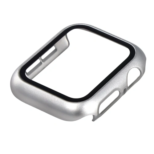 Etui ze szkłem do zegarka Bizon Case+Glass Watch do Apple Watch SE 3 / SE 2 / SE / 6 / 5 / 4 40mm matowe srebrne
