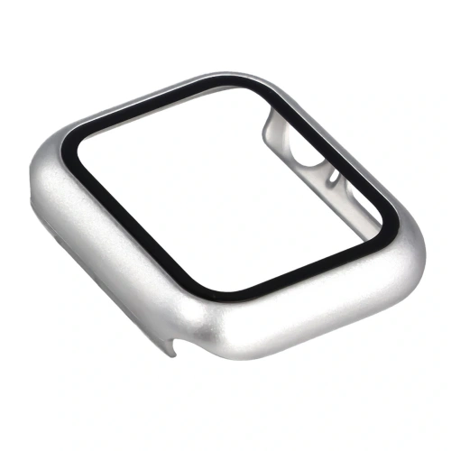 Etui ze szkłem do zegarka Bizon Case+Glass Watch do Apple Watch SE 3 / SE 2 / SE / 6 / 5 / 4 40mm matowe srebrne