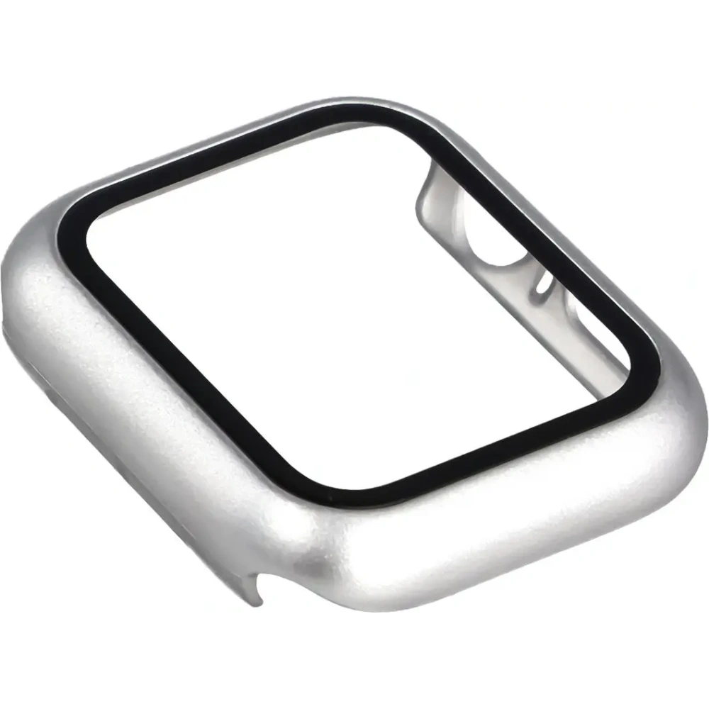Etui ze szkłem do zegarka Bizon Case+Glass Watch do Apple Watch SE 3 / SE 2 / SE / 6 / 5 / 4 40mm matowe srebrne