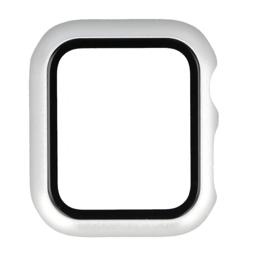 Etui ze szkłem do zegarka Bizon Case+Glass Watch do Apple Watch SE 3 / SE 2 / SE / 6 / 5 / 4 40mm matowe srebrne