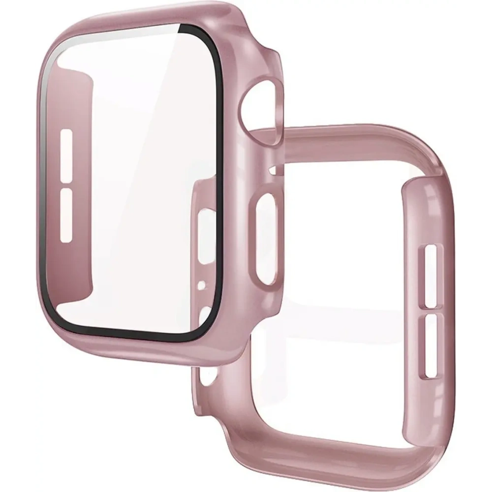 Etui ze szkłem do zegarka Bizon Case+Glass Watch do Apple Watch SE 3 / SE 2 / SE / 6 / 5 / 4 40mm różowozłote