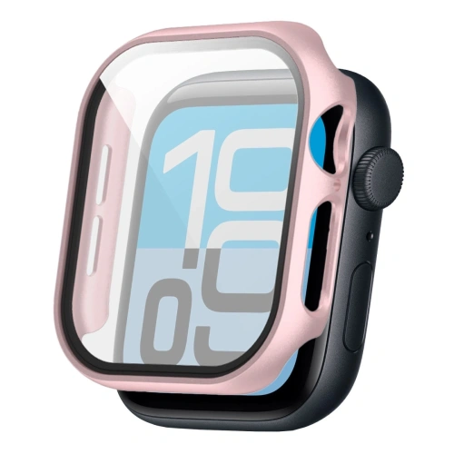 Etui ze szkłem do zegarka Bizon Case+Glass Watch do Apple Watch SE 3 / SE 2 / SE / 6 / 5 / 4 40mm różowozłote
