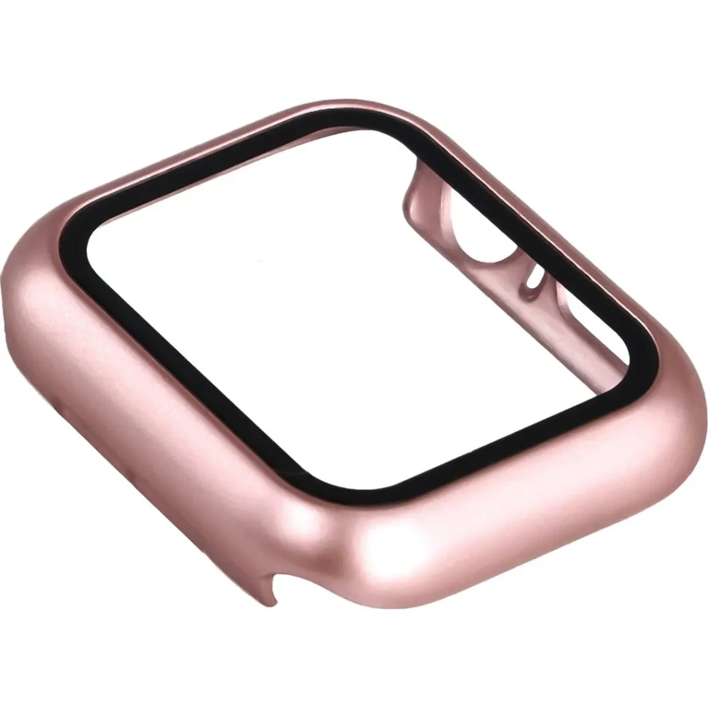 Etui ze szkłem do zegarka Bizon Case+Glass Watch do Apple Watch SE 3 / SE 2 / SE / 6 / 5 / 4 40mm różowozłote