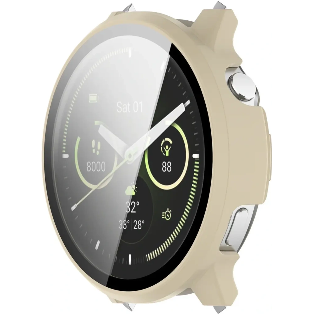 Etui ze szkłem do zegarka Bizon Case+Glass Watch do Garmin Venu 4 45mm beżowe