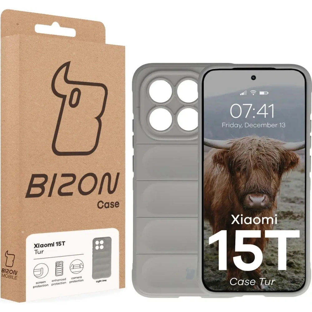 Pancerne etui Bizon Case Tur do Xiaomi 15T jasnoszare
