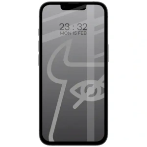 Prywatyzujące szkło hartowane Bizon Glass Edge Shadow Duo do Apple iPhone 16e / 14 / 13 Pro / 13 przyciemniane z czarną ramką [2 PACK]