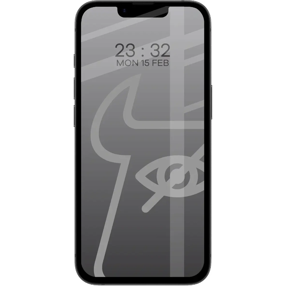 Prywatyzujące szkło hartowane Bizon Glass Edge Shadow Duo do Apple iPhone 16e / 14 / 13 Pro / 13 przyciemniane z czarną ramką [2 PACK]