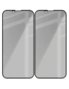 Prywatyzujące szkło hartowane Bizon Glass Edge Shadow Duo do Apple iPhone 16e / 14 / 13 Pro / 13 przyciemniane z czarną ramką [2 PACK]