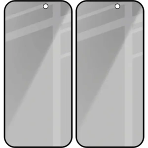 Prywatyzujące szkło hartowane Bizon Glass Edge Shadow Duo do Apple iPhone 17 / 17 Pro / 16 Pro przyciemniane z czarną ramką [2 PACK]