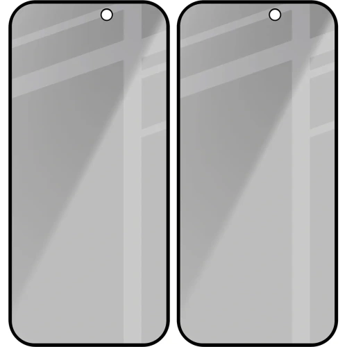 Prywatyzujące szkło hartowane Bizon Glass Edge Shadow Duo do Apple iPhone 17 / 17 Pro / 16 Pro przyciemniane z czarną ramką [2 PACK]